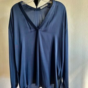 Vince Navy  Blue V-Neck Long Sleeve Tunic
